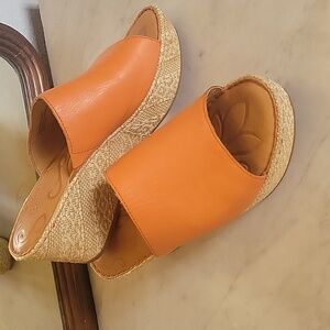 BORN Leather Wedge Sandals 9M